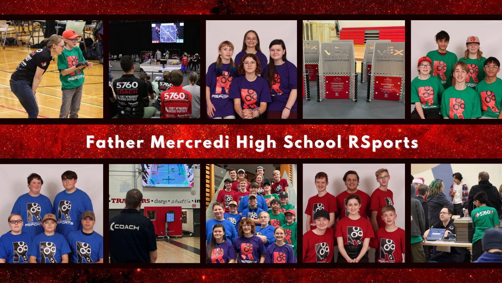 RSports graphic with pictures of teams and from competitions